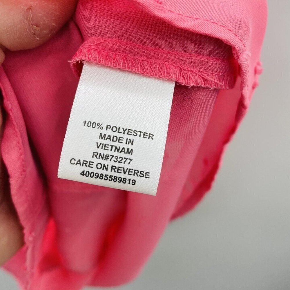 Elle Womens Size Small Sleeveless Swiss Dot Ruffled Blouse In Pink $34 1779 — image 8 of 8